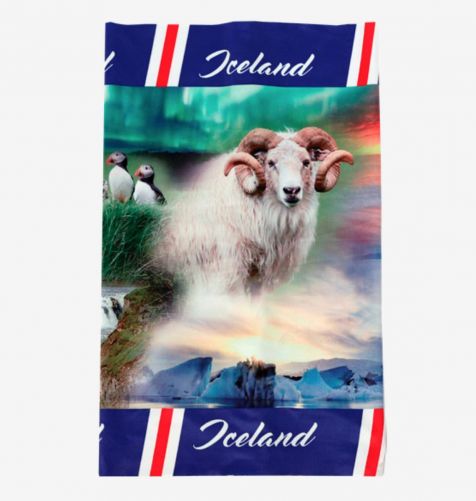 Multi scarf with pictures of Iceland One Size