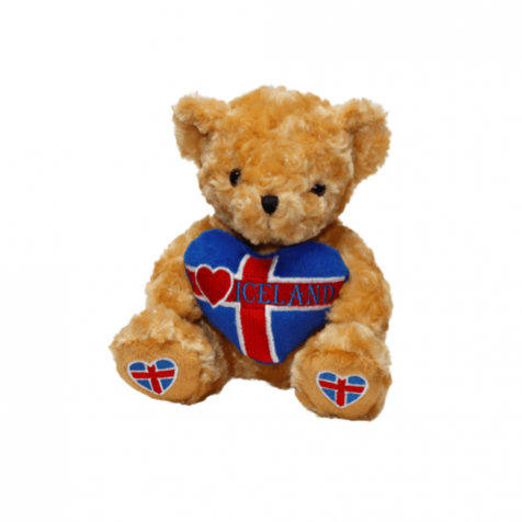 Teddy bear with I heart Iceland pillow