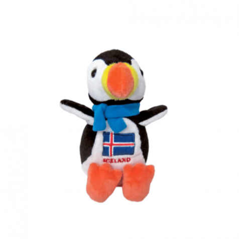 Puffin with scarf stuffed animal