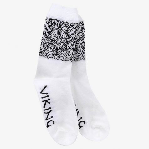 White socks with viking design