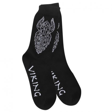 Black socks with viking design