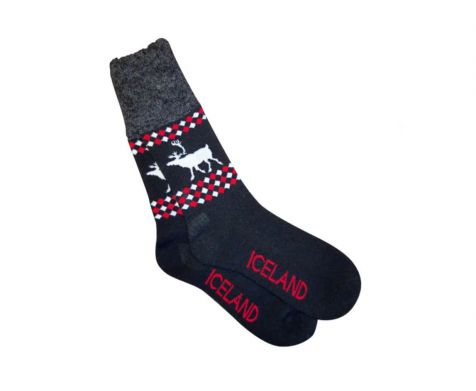 Socks with Iceland and reindeer