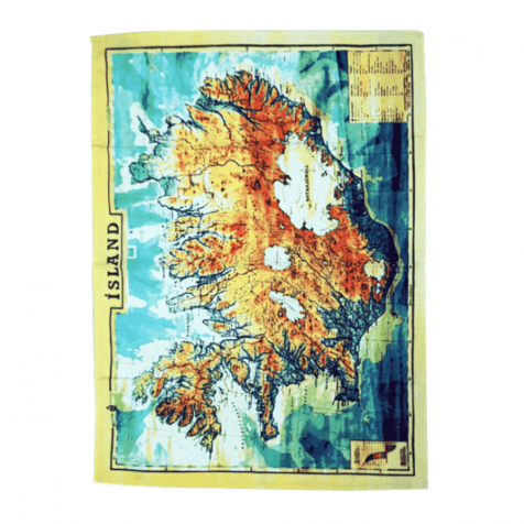 Dish towel with colored map of Iceland