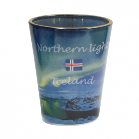 Shot glass with northernlights