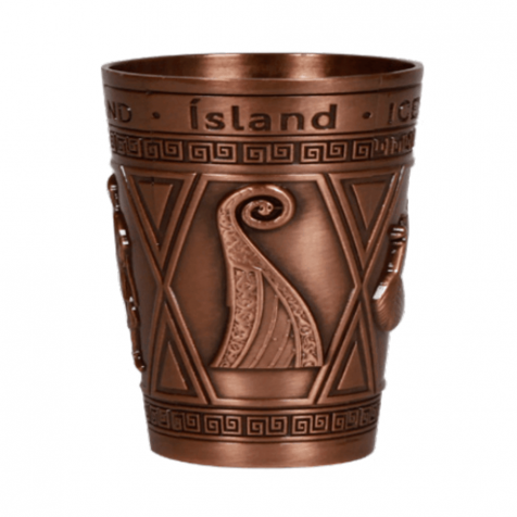 Iron shot glass in copper with viking theme