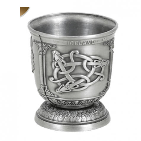 Iron shot glass in silver with viking theme