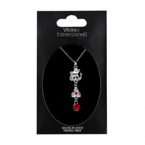 Necklace with viking ship and two stones