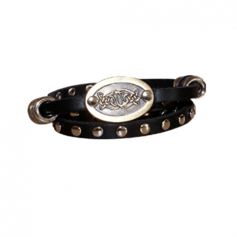 Men's leather bracelet with celtic pattern and studs