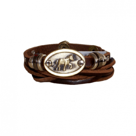 Men's leather bracelet with horse