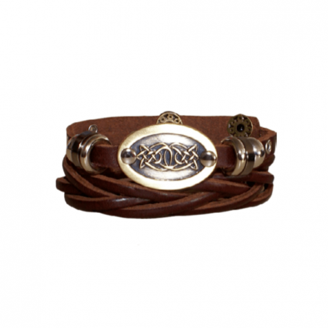 Men's leather bracelet with celtic pattern