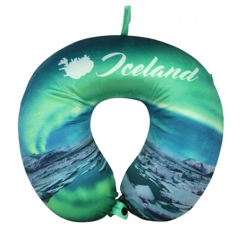 Travel pillow with northern lights