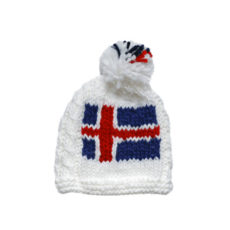 Hand knitted Icelandic flag hat